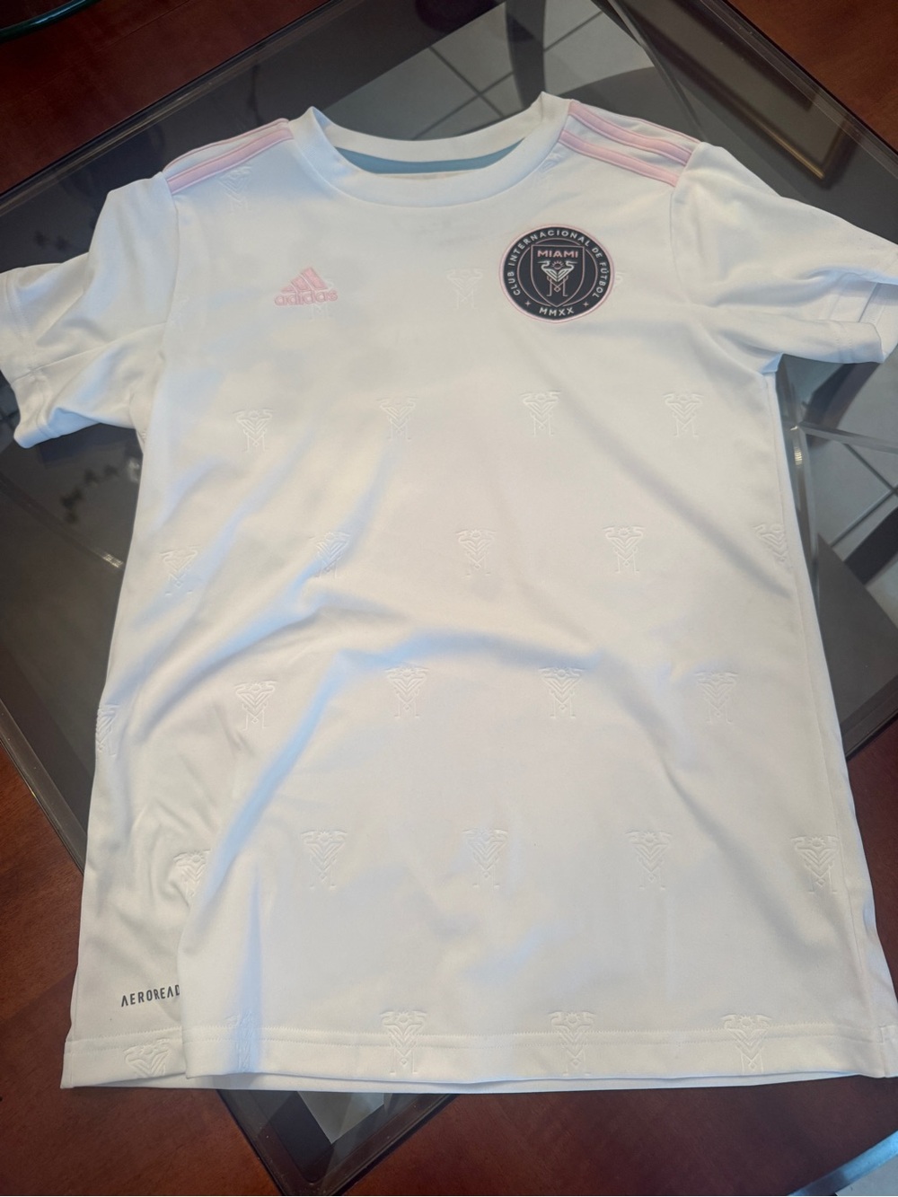 adidas White & Pink Kids Miami Soccer Jersey